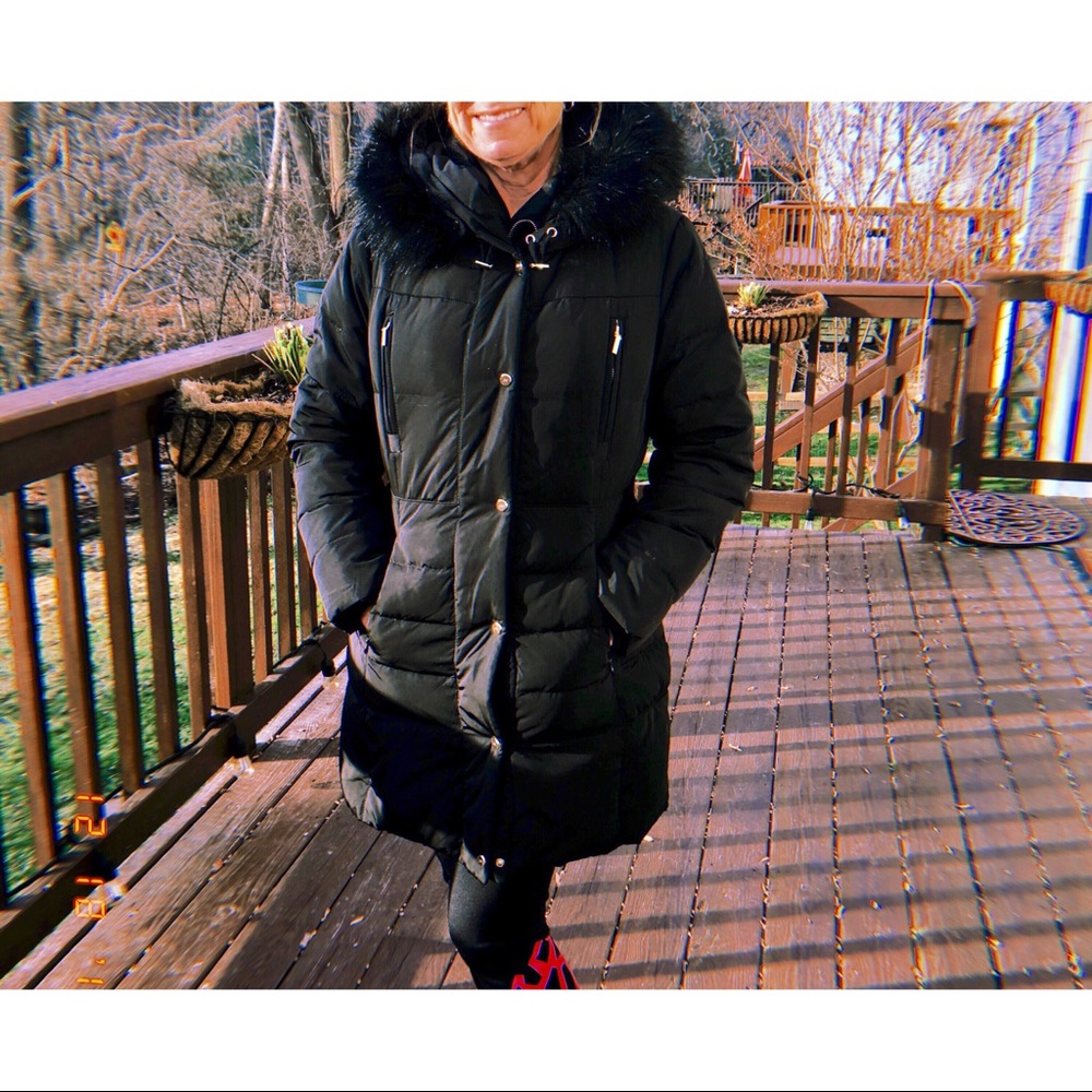 jones new york black puffer L coat